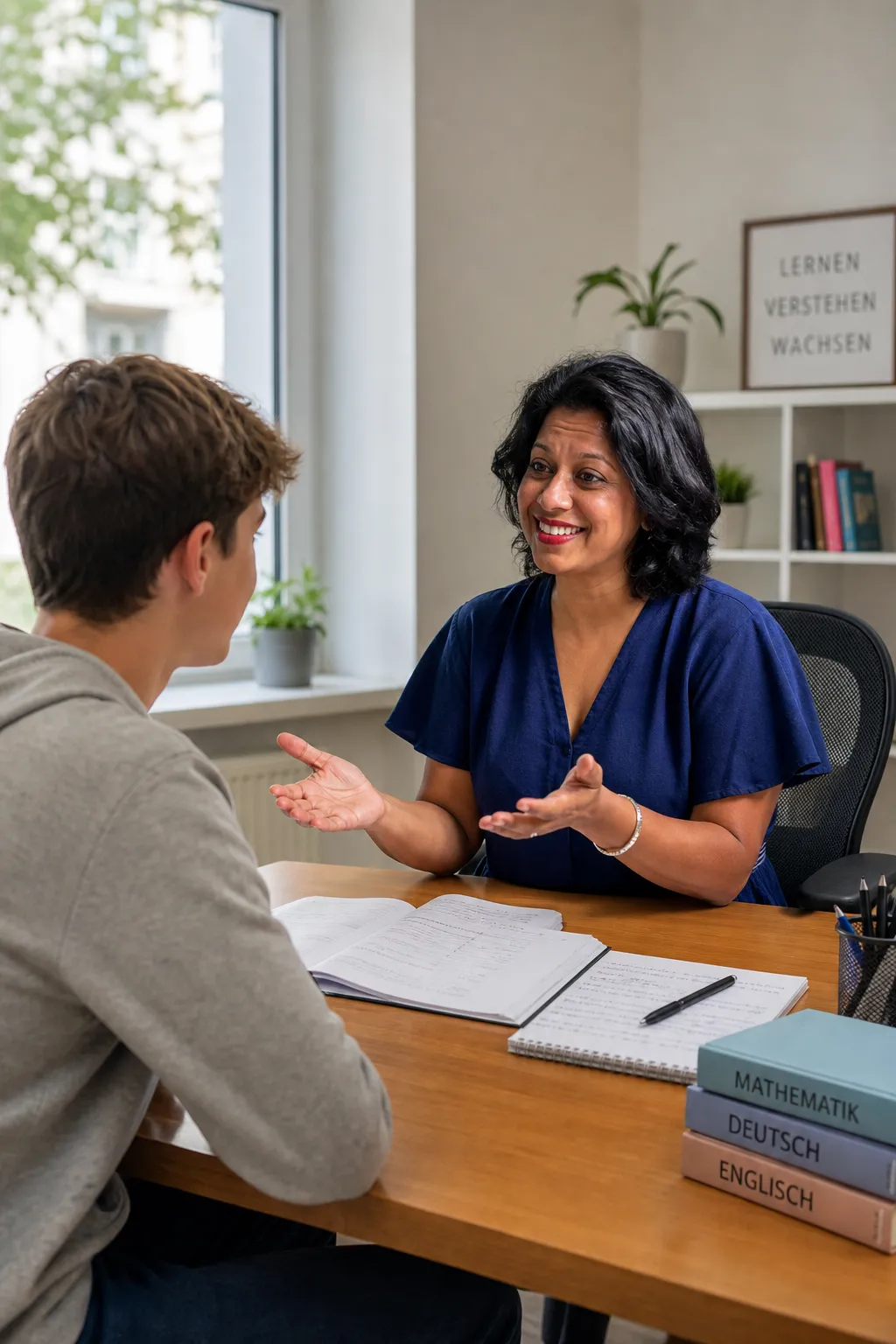 Diana Mathew im Beratungsgespräch – Symbolbild